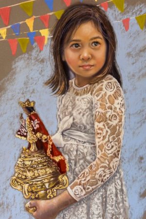 For Santo Niño – 19x13 Original Pastel on Pastelmat by Nanette Catigbe (2023)