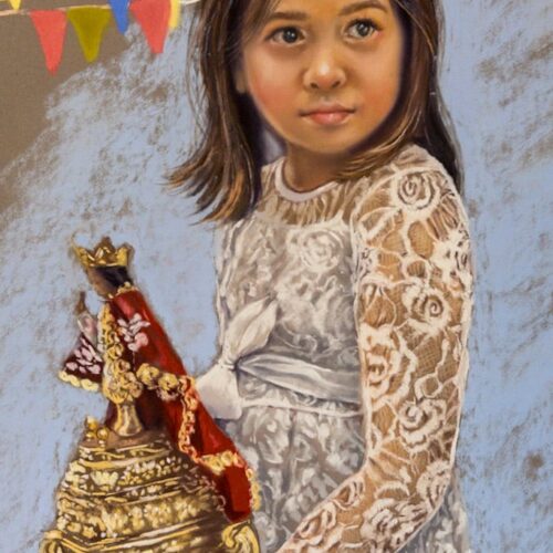 For Santo Niño. Pastel on Pastelmat. 19 x 13 inches. Original. Nanette Catigbe