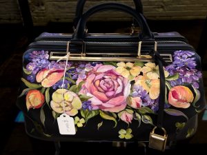 Original Hand-Painted Doctor-Style Leather Bag | Floral Wearable Art | Ready to Ship