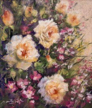 Roses I – 8x9 Original Pastel on Sanded Paper by Nanette Catigbe (2023)