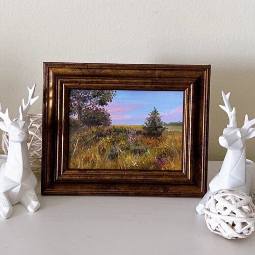 Meadow at Dusk. Oil on Panel. 5 x 7 inches. Original. Nanette Catigbe.2023