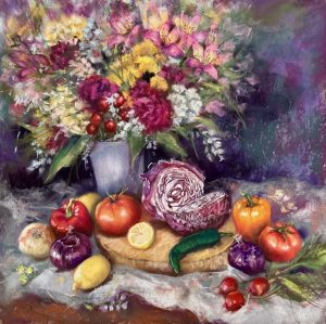 Celebration – 20x20 Original Pastel on Sanded Paper by Nanette Catigbe