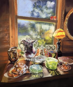 Eclectic Vintage – 24x16 Framed Original Pastel on Pastelmat by Nanette Catigbe (2023)