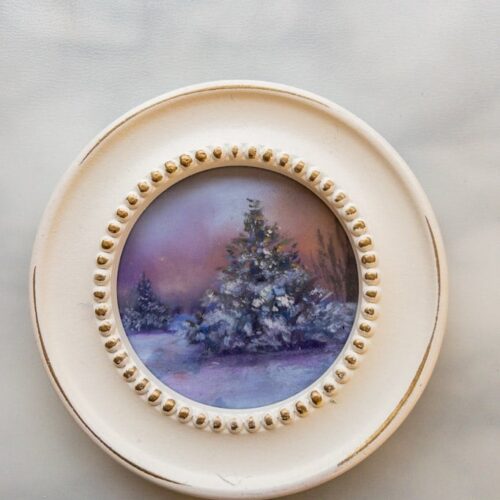 Frost. Pastel on Sanded Paper. 3.5 inches diameter. Original. Nanette Catigbe.2023