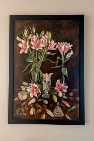 Pink Lilies – 24x36 Original Oil Painting by Nanette Catigbe (2021)