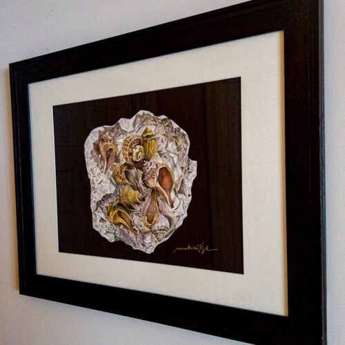 From The Sea. Watercolor. 15x 16 inches. Framed. Original. Nanette Catigbe