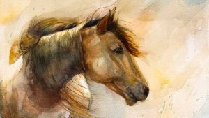 Elegant horse watercolor painting by Nanette Catigbe
