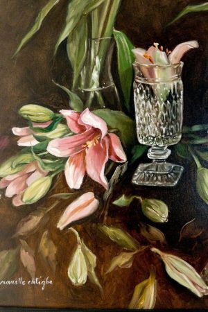 Pink Lilies – 24x36 Original Oil Painting by Nanette Catigbe (2021)
