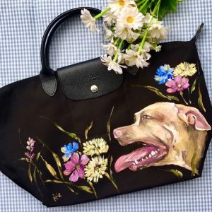 Custom Painted Leather Bag | Personalized Floral Commission | Send-In Item