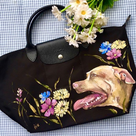 Custom Painted Leather Bag | Personalized Floral Commission | Send-In Item - Image 3