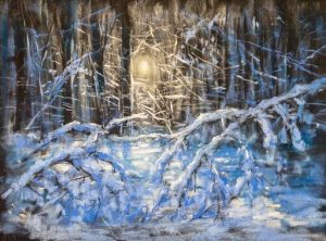 In the Still of the Night- 9x12 Snowy Landscape in Soft Pastel